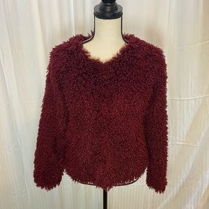 Maroon fluffy jacket/coat - Ophelia Roe size S